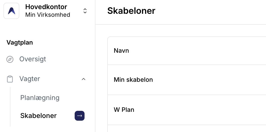 Find skabelon menupunktet
